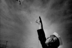 Pandit Nehru releasing a pigeon at a function at the National Stadium. Delhi, Mid 1950s